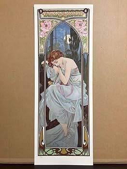 Amazon.co.jp: 真作アルフォンス・ミュシャ「夜の安らぎ」シルク